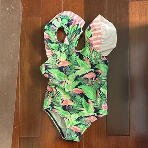 Ruffle Butts White and Blue Swimsuit